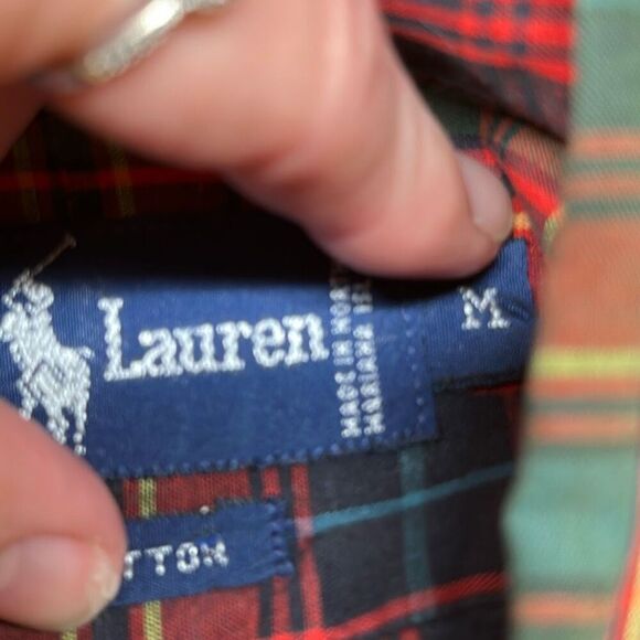 Ralph Lauren Chest Crest Red Plaid Cotton Shirt Size M Medium Long Sleeve - Picture 7 of 7